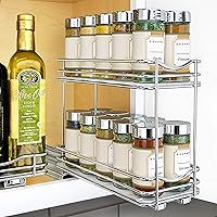 Lynk Professional Slide Out Double Spice Rack Upper Cabinet Organizer, 4-1/4", Chrome