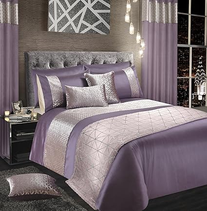 Intimates Velvet Sparkle Bling Bedding Set Duvet Quilt Cover And Pillowcase Set Mauve King