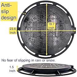 MOSINSBO 20” Cast Iron Manhole Cover and Frame, B