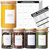 Spice Jar Labels Preprinted - Minimalist Black Text White Label - Fit Round or Rectangle Spice Jars - Herb Seasoning Kitchen