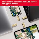 SanDisk 128GB Ultra Dual Drive Luxe USB C Flash Drive Type C A Metal Gold 400MBs view 3