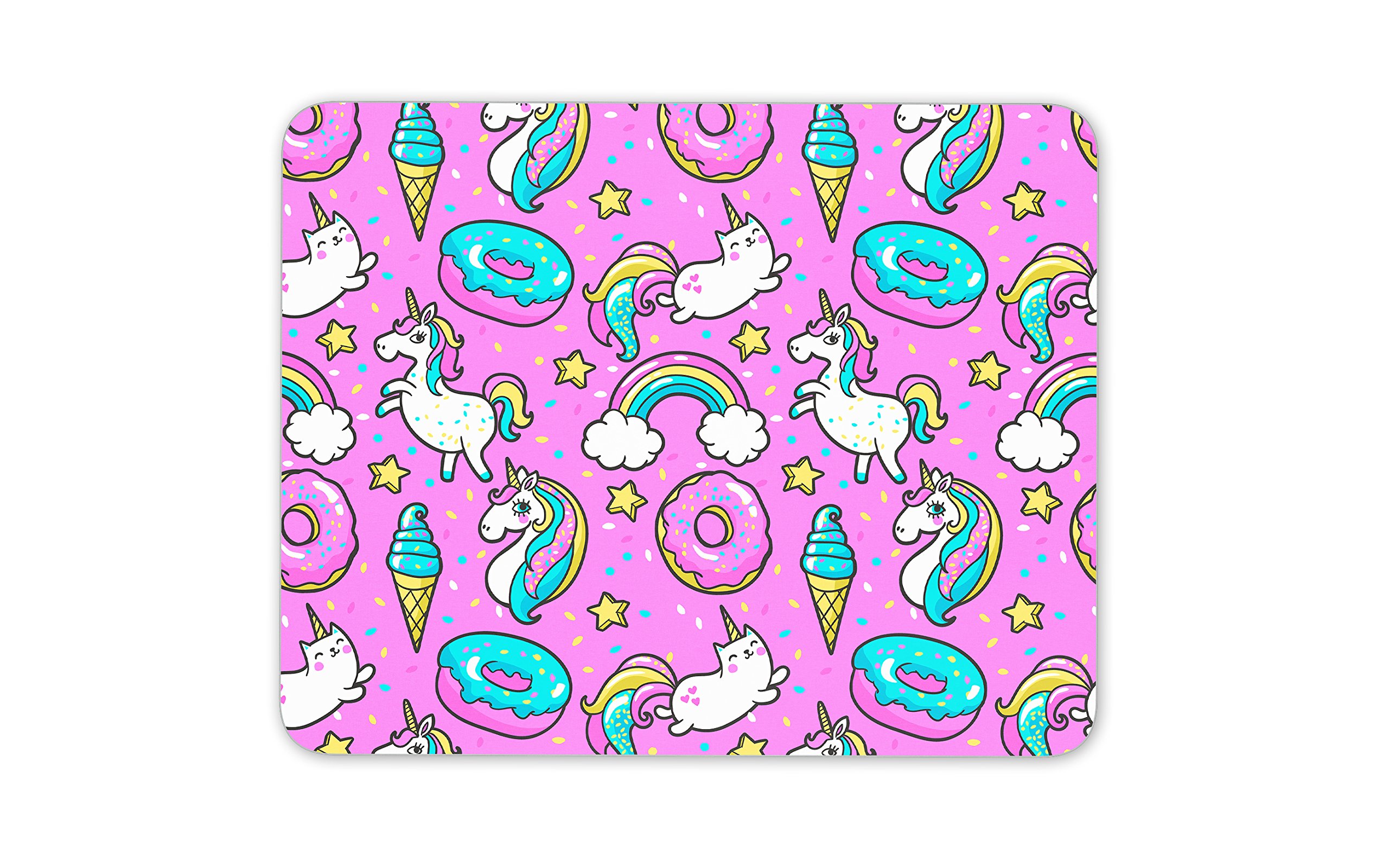Destination Vinyl Ltd Pink Mouse Mat Pad - Unicorn Donut Cat Doughnut PC Computer #8332