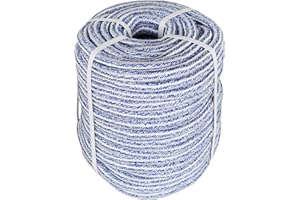 LIGUVCY 3/4 x 150FT, High Force Braided Polyester Arborist Tree Rope, 24 Strand Bull Rope, Extra Abrasion Resistant, UV Resistant Heavy Duty Tree Rope for Swings,Camping(Blue and White)