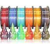 MIKA3D 6 Spools Bicolor Dual Color 1.75mm 3D Printer Filament Bundle, 3D Printing Silk PLA, Silk Black-Purple/Purple-Gold/Black-White/Black-Orange/Red-Blue/Black-Red, 3D Printing PLA 250g X 6 Spools
