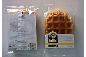 LE WAF THE ARTISAN WAFFLE BY EURO SNACK Le Waf Assorted Artisan Belgian Liege Waffles with Pearl Sugar, includes 4 Original, 2 Chocolate, 2 Cinnamon (Pack of 8)