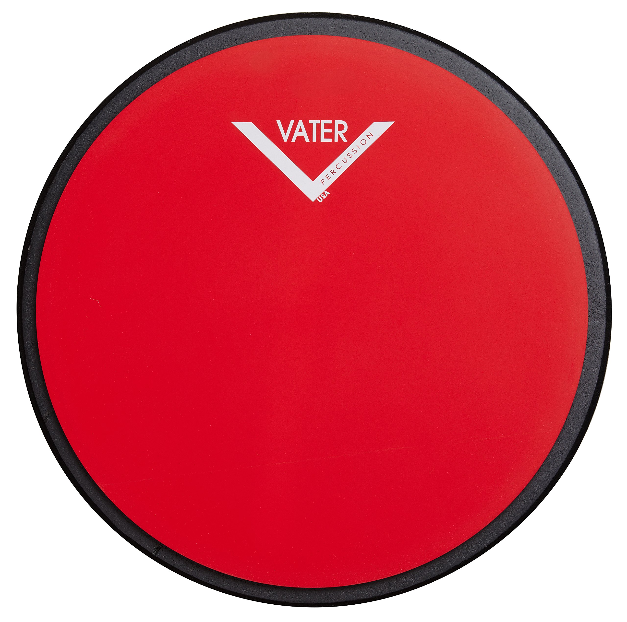 Vater Drumsticks VCB12D - Chop Builder Pad 12" | 30.48cm Hard and Soft Double Sided Practice Pad - Red/Black