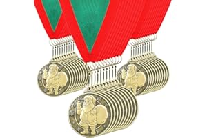 Loetere 30 Pcs/60 Pcs Christmas Medals Award Bulk 2" Gold Silver Christmas Medals Santa Run Reindeer Snowman Elf Gingerbread Man House Tree Trophy Awards for Xmas Party Ornament Favor Gift Prize