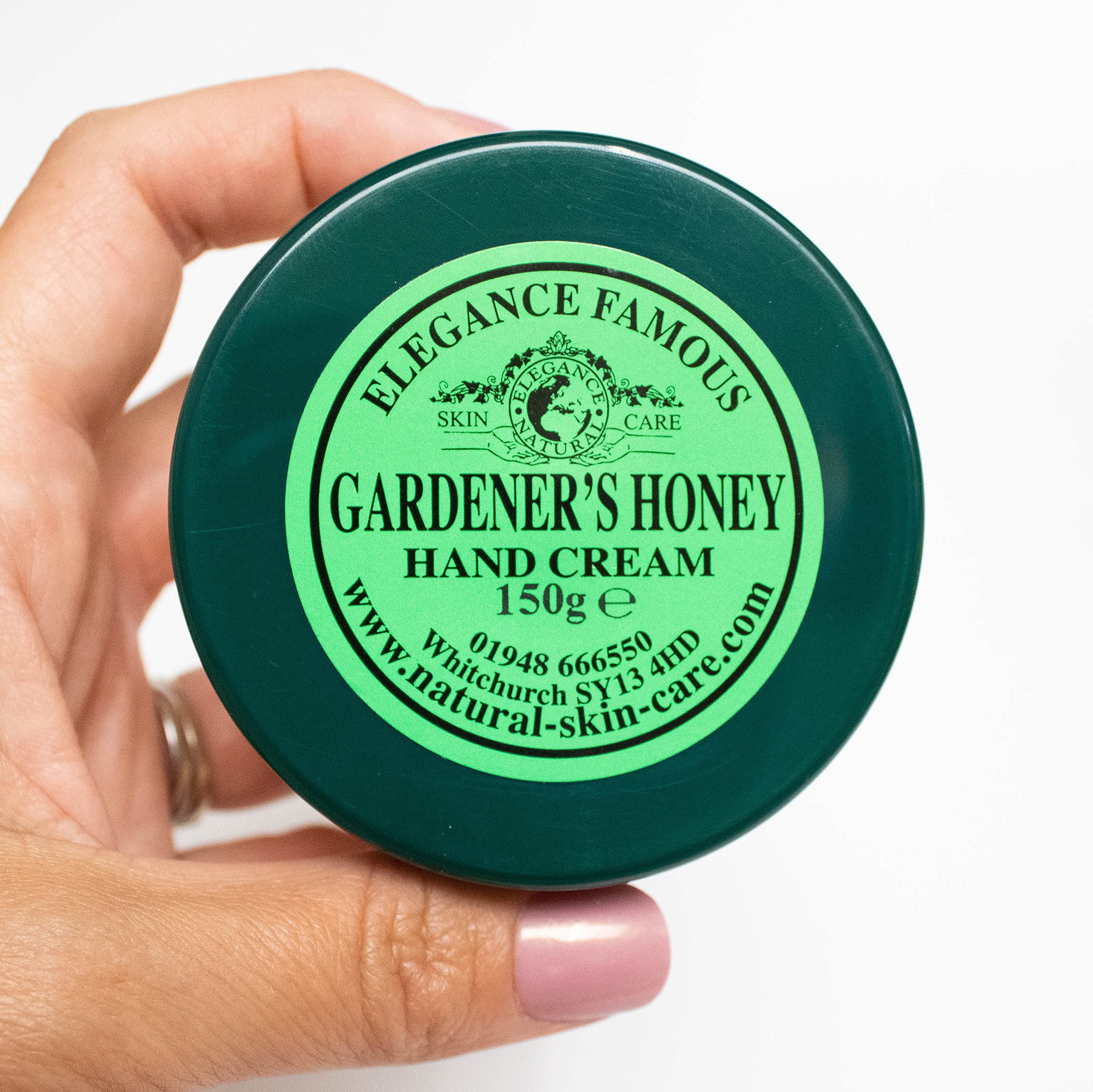 Gardeners Honey Hand Cream 150g Recommended by BBC Gardeners World 2024 by Elegance Natural Skin Care Multi Award Winning. Replenishing Handcream for Dry Rough Working Hands and Split Fingers.