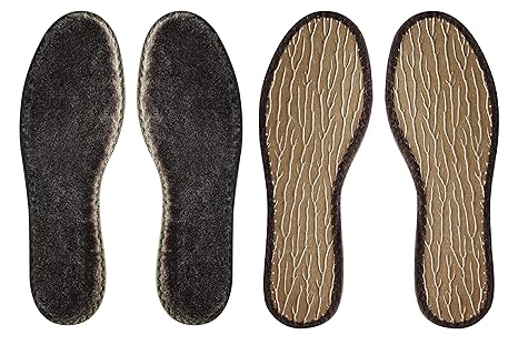 2 Paar Merino Winter Einlegesohlen, Einlage für Schuhe und Stiefel aus 100% Merinowolle, Braun, 36