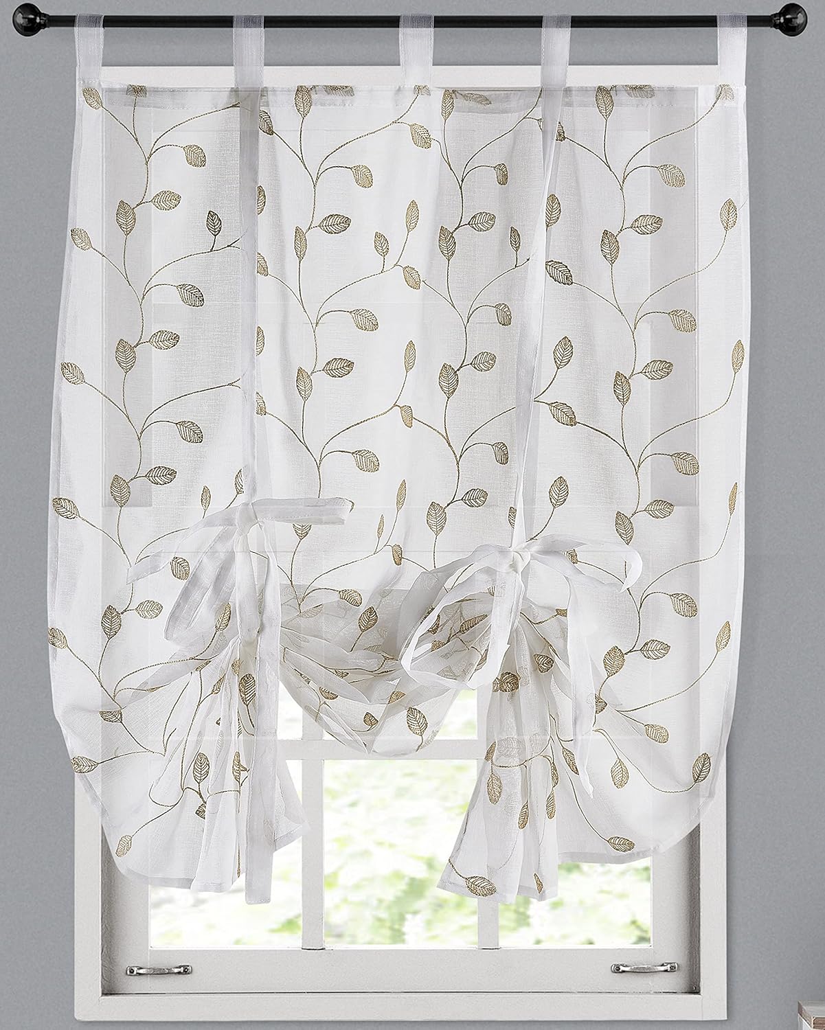Home Maison Sheer Tie Up Curtain Floral Kitchen Window Small Curtain