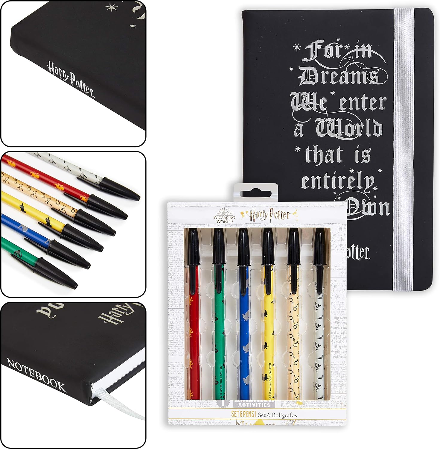 Harry Potter A5 Notebook and Pencil Case for Girls and Boys Stationery Set including Pens, School Supplies for Kids and Teens (Black) - Image 4