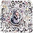 50 Packs Anime Maid Stickers Water Bottles Laptop Phone Computer Guitar Skateboard Hydroflasks Anime Vinyl Sticker Waterproof Aesthetic Trendy Decals for Kids Teens Girls Adults