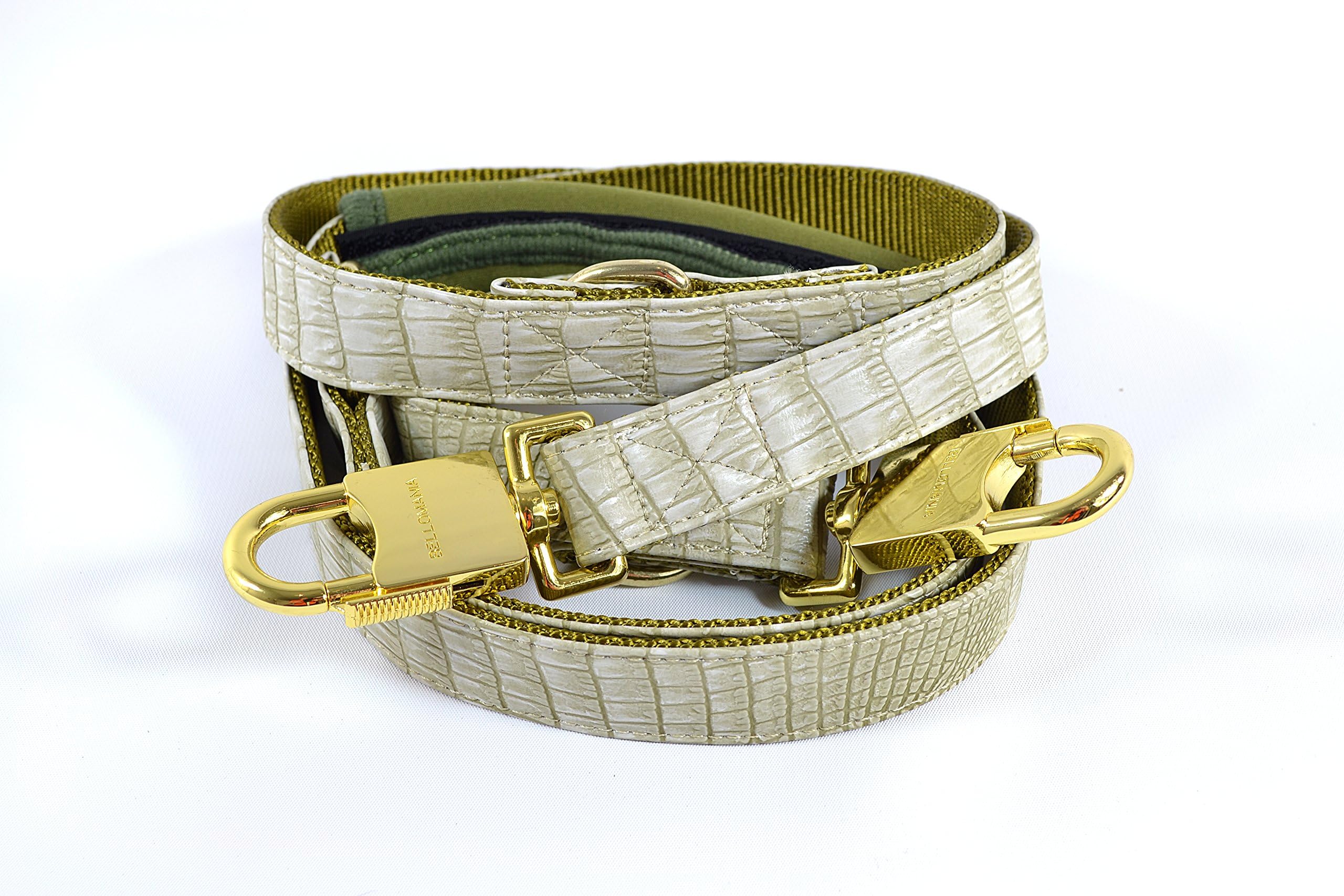 BELLOMANIA Vegan Leather Adjustable Dog Leash, Small, Alligator, Sahara