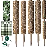 Fabulas Moss Pole 47.5 Inch - Monstera Plant Support, 4 Packs 16 Inch Plant Stakes for Indoor Plants Coco Coir Moss Pole Sticks for Climbing Potted Live Plants, Pothos, Philodendron, with Garden Ties