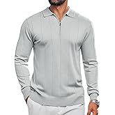 Lexiart Mens Knit Polo Shirts Long Sleeve Quarter Zip Polo Casual Fashion Slim Fit Golf Shirts