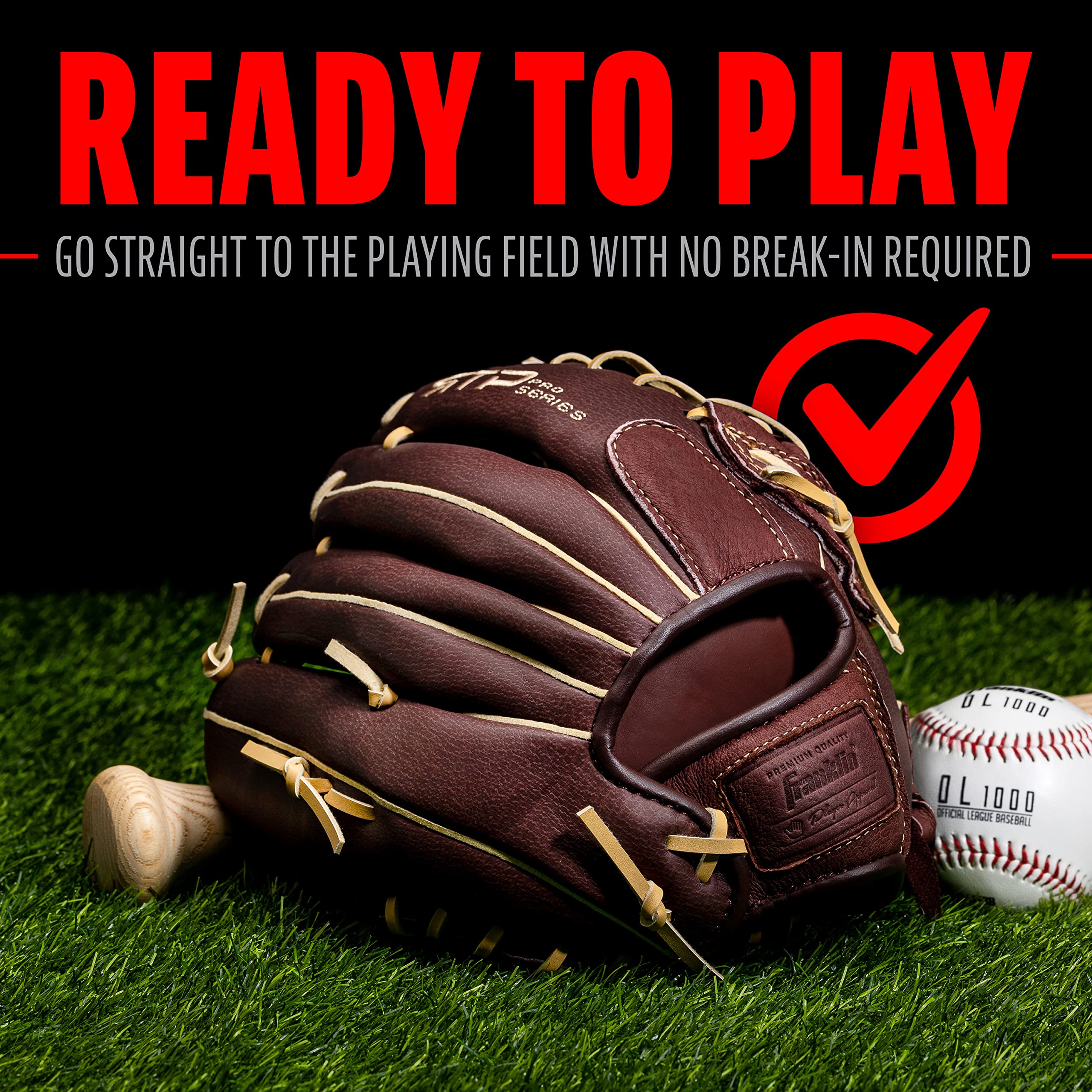 Franklin Sports RTP Pro Baseball Glove - Adult + Youth Fielding Mitt - Righty - Camel