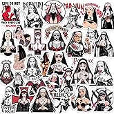 30pcs Sexy Pinup Nun Stickers, Gothic Anime Nun Vinyl Decals, Nun Valak Stickers, for Laptop, Water Bottle, Journal, Skateboard – Edgy Dark Art Sticker Pack