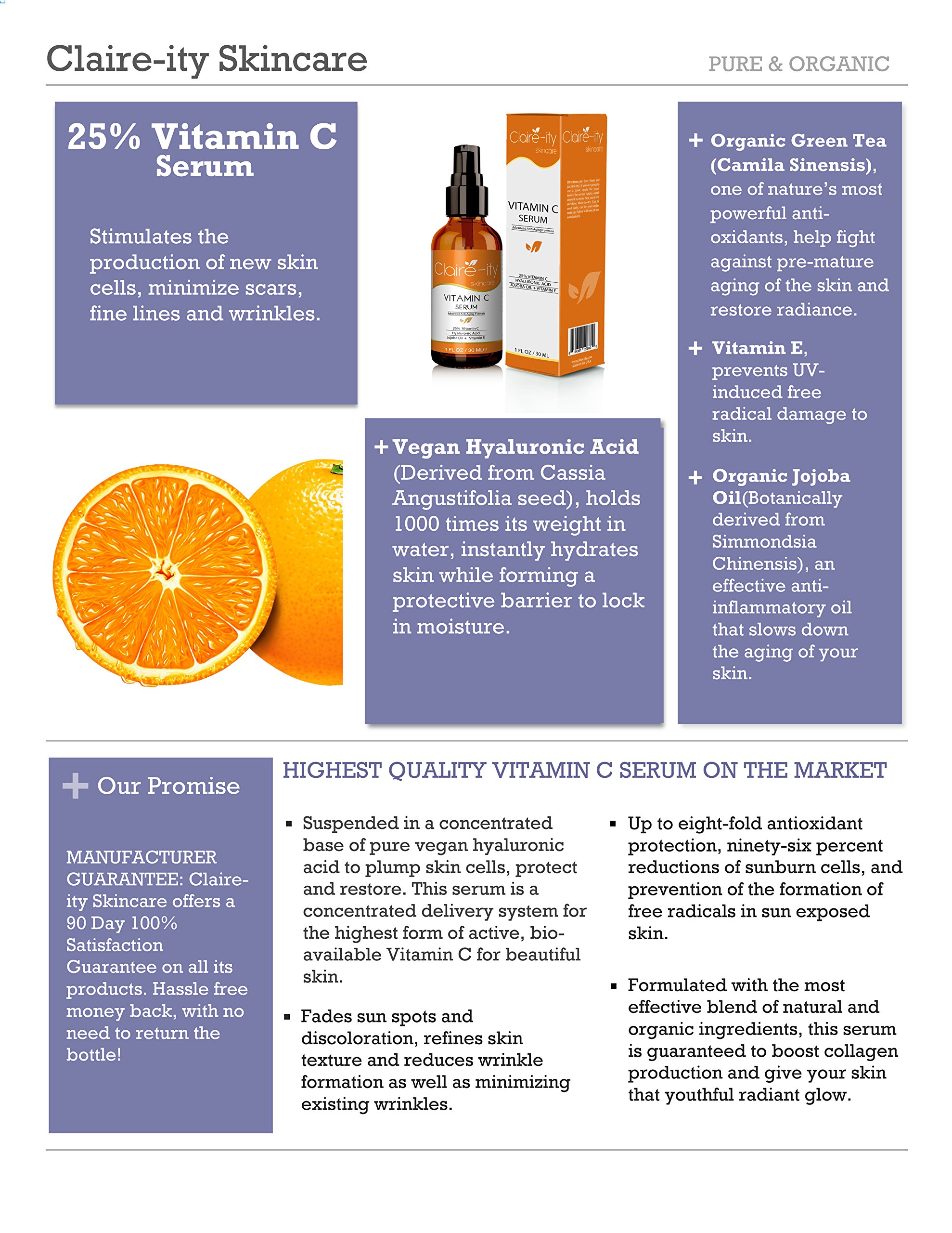 Claireity 25 Vitamin C Serum with Hyaluronic Acid and