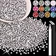 5000PCS 3mm Resin Rhinestones in Bulk (Clear), Bedazzling Flatback Crystals for Crafts DIY Nail Decoration, Gems Charms for Tumbler Shoes Clothing Fabric with Pickup Pen and Tweezers