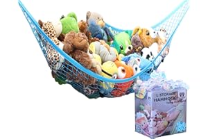 MiniOwls Toy Storage Hammock Large Organizer and De-cluttering Solution for Every Boy’s Room, Nursery & Playroom (blue, L)