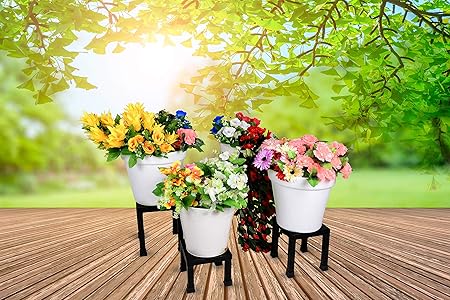 HINS Iron Metal Squre Pot Stand Set of 4 For Indoor & Outdoor Gardening Home DecoreI Plant Stands For Indoor Balcony I Plant Bench I Plant Stands I Pot Stand Single I Potted Plant Stand I Big Pots I Metal Plant Stand I Tall Outdoor Planter I Metal Casters I Large Plant Stand I Pot Stands For Garden I Indoor Plants Stand I Iron Plant Stand I Terrace Garden Stand I Garden Rack I Iron Stand For Pots I Pots Stand I Indoor Planter With Stand