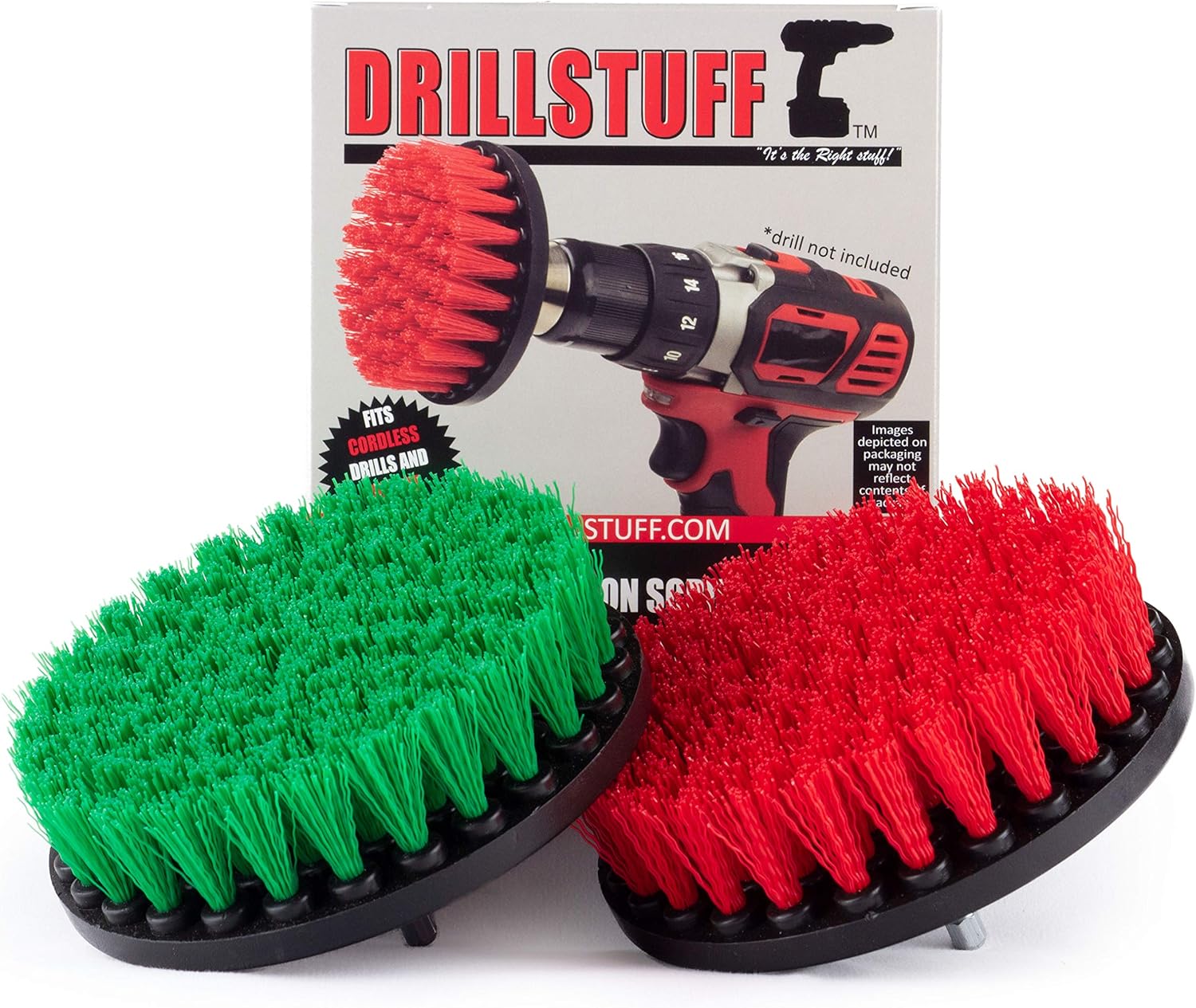 Cleaning Supplies - Drill Brush - 5-inch Medium and Stiff Bristle Brush Set - Clean and Scrub - Cast Iron Skillet - Outdoor Rug - Deck Brush - Mold, Mildew, and Moss - Rust, Calcium, Hard Water Stains
