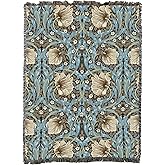 Pure Country Weavers William Morris Pimpernel Vanilla Blanket XL - Arts & Crafts - Gift Tapestry Throw Woven from Cotton - Made in The USA (82x62)