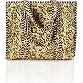 Trade Star 100% Cotton Hand Block Print Quilted Tote Bag Eco-Friendly Boho Shopper Vintage Shoulder Bag for Women