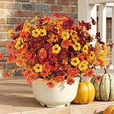 ROSYJUNE 12Pcs Artificial Fall Flowers for Outdoors, Fake Mums UV Resistant | Colorful Autumn Silk Daisy Look Real No Fade for Garden Yard Planter Patio Front Door