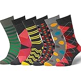 Easton Marlowe Mens Dress Socks - Fun Colorful Socks for Men - Cotton Patterned Fashion Mens Socks 6 Pack