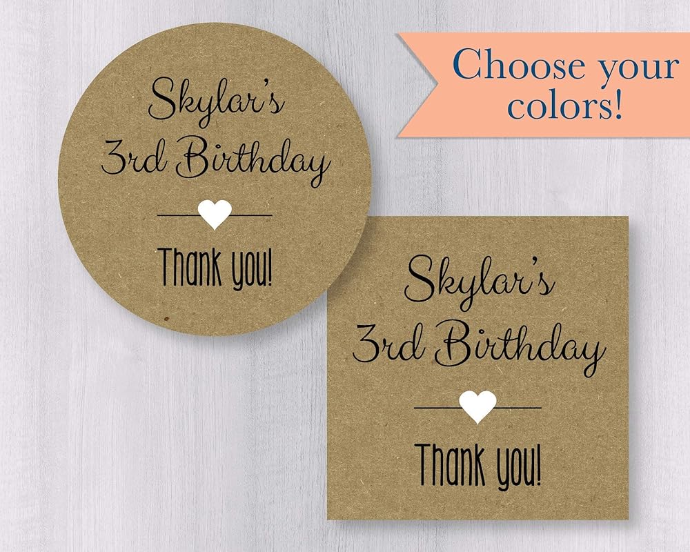 Amazon.com: Birthday Stickers, Kraft Birthday Labels, Brown Color Birthday Stickers Stickers ...