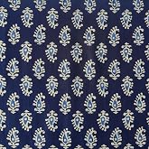 AVKA Studio Hand Block Print Fabric by The Yard - PRECUT 3 Yards 42 inch Width 100% Cotton Material Indigo Blue Floral Pattern Light Weight Cloth for Making Kurti Summer Dress Salwar Kameez