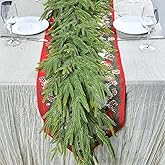 2 PCS 6 FT Artificial Norfolk Pine Garland, Real Touch Christmas Garland, Faux Winter Pine Garland for Fireplace Mantle Table Wall Stair Indoor Outdoor Xmas Holiday Christmas Decorations