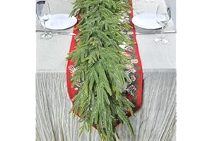 ART-JSTHUA 2 PCS 9 FT Artificial Norfolk Pine Garland, Real Touch Christmas Garland, Faux Winter Pine Garland for Fireplace Mantle Table Wall Stair Indoor Outdoor Xmas Holiday Christmas Decorations