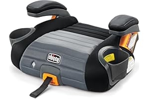 Chicco GoFit ClearTex Plus Backless Booster Car Seat, Latch Attachment, Quick-Release Latch Removal, Portable Car Booster Seat for Children at Least 4 Years Old and 40-110 lbs | Obsidian/Black