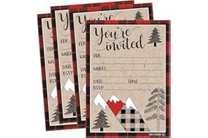 Hadley Designs 25 Christmas Party Invitations – Premium Holiday Invitation Cards for Kids and Adults, Christmas Party Invites for Winter Events, Gatherings & Holiday Open Houses (Lumberjack Plaid)