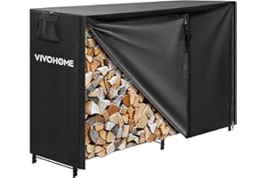VIVOHOME 5 ft Heavy Duty Firewood Rack Outdoor with Cover, Fire Wood Storage Rack, Log Holder and Cover Combo Set with Zipper