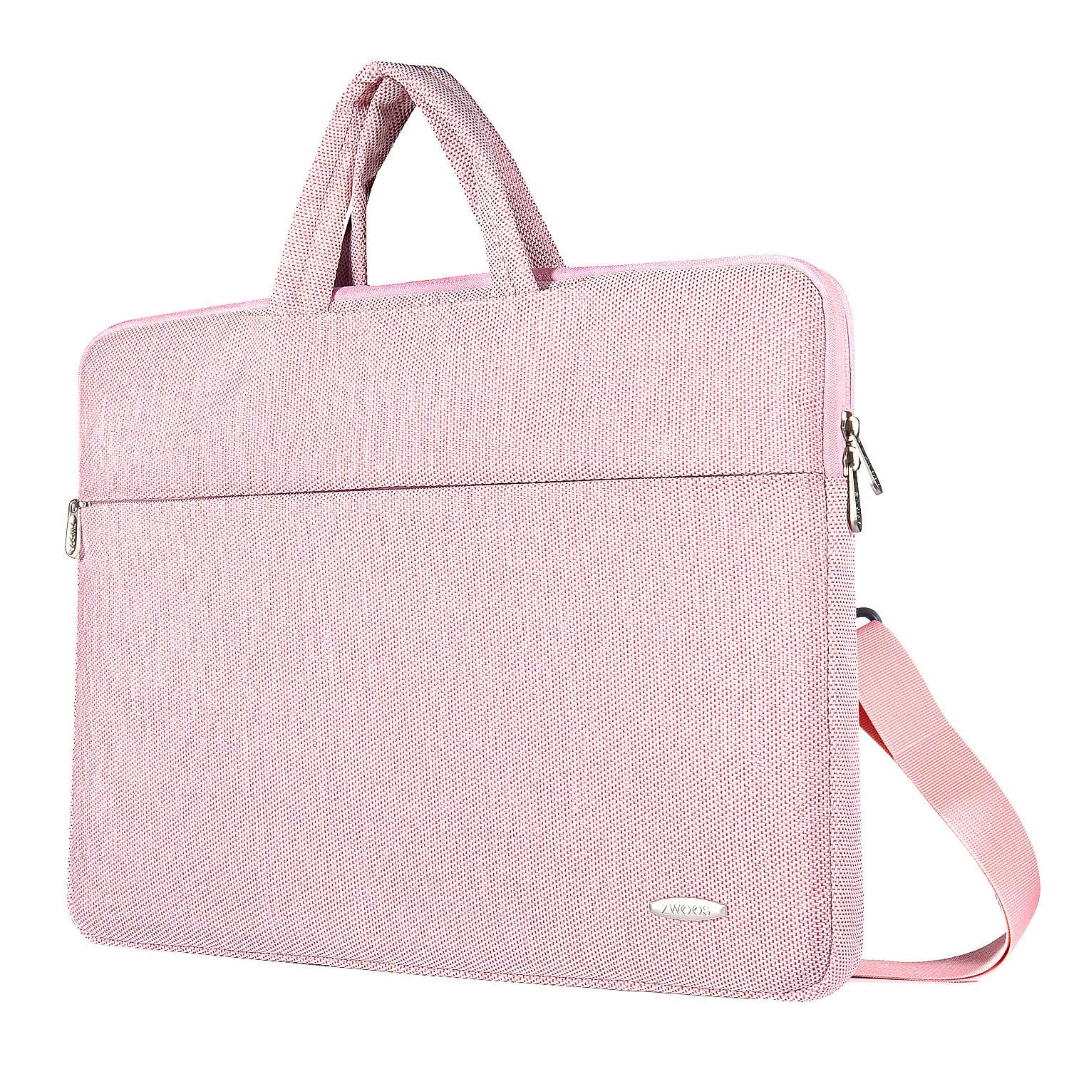 ZWOOS Laptop Bag 15.6 Inch Waterproof Laptop Sleeve Case With Shoulder Strap and Handle, Laptop Case Bag Compatible with Lenovo Acer Asus Dell Lenovo Hp Samsung Ultrabook (Pink)