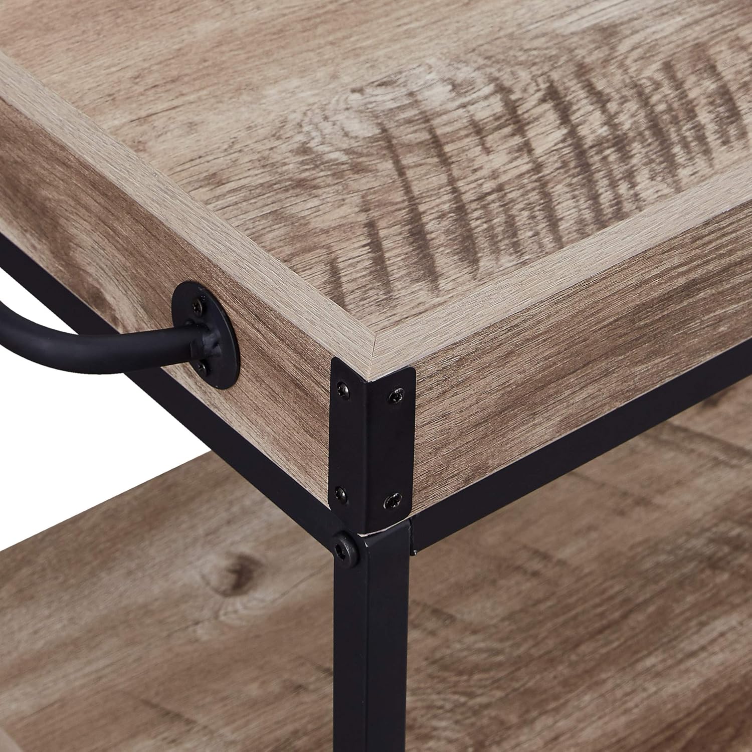 Tayene Bar Serving Cart Home Myra Rustic Mobile Kitchen Serving cart, Industrial Vintage Style Wood Metal Serving Trolley (Oak-A) - Bar & Serving Carts