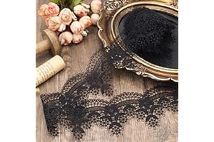 DHFLYDH Black Lace Trim 3 Yards Scalloped Embroidery Lace Ribbon Flower Venice Lace Trim for Crafts, Dress, Gift Wrapping, Wedding, Home Decoration