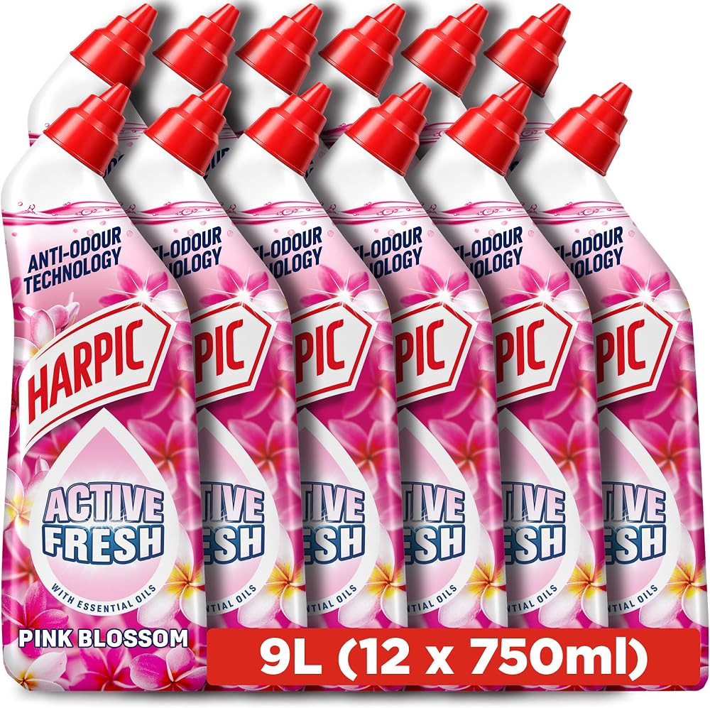 Harpic Active Fresh Pink Blossom Toilet Cleaner 750ml 12x750ml 9.0L