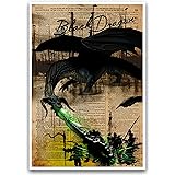 Black Dragon art print with dragon dictionary definition, fantasy monster artwork