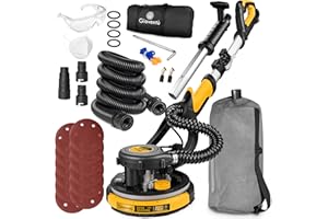 Electric Drywall Vacuum Sander, Powerful Dry Wall Sander with Auto Dust Collector, 7 Variable Speed 900-1800RPM, Extendable H