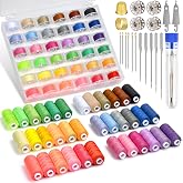 140 Pcs Sewing Thread Kit, 36 Assorted Colors Sewing Threads with Spools, 400 Yards Prewound Bobbins with Sewing Needles, Needle Threaders &amp; Thimbles for Machine Sewing and Hand Sewing, DIY Crafts