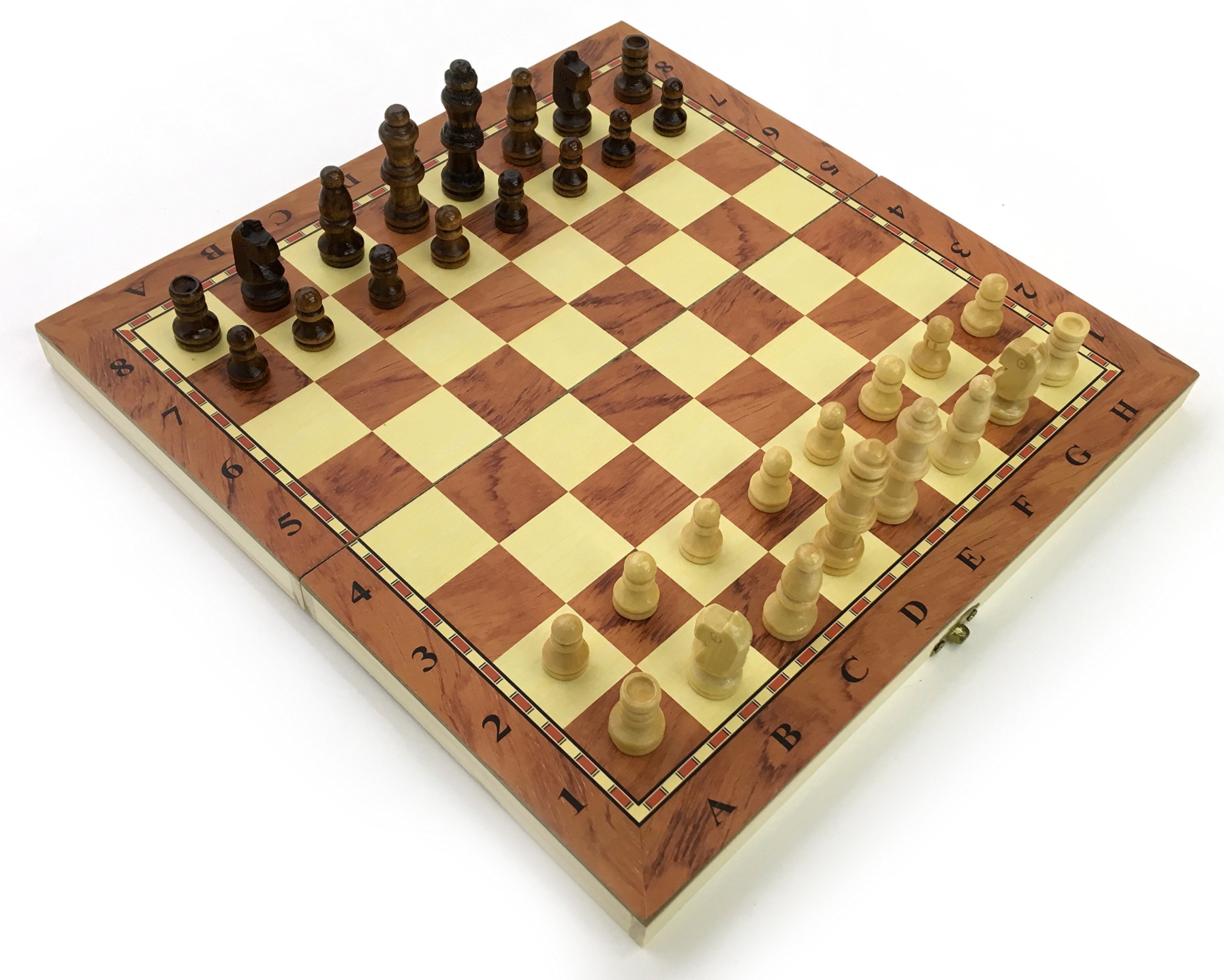 Mind Games Wooden Chess Set - Pocket Travel Sized - 24 x 24 cm - Fold Away Board with Storage - Handmade - Traditional Chess and Checkers Board Game - FIDE Compliant
