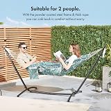 VonHaus Hammock with Stand Freestanding 2 Person Steel Frame Leaf Print view 2