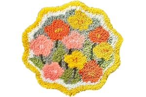 MeoobkCraft Luminous Bloom for Latch Hook Kits for Adults Kids Beginners Sunflower Pre-Printed Latch Hook Rug Kits Embroidery Cross-Stitch for Home Home Decoration 19.7 x 19.7in