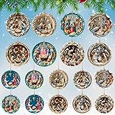 Thyle 18 Pcs Nativity Scene Ornaments Christmas Hanging Decoration for Trees Christian Gifts Catholic, Religious Thanksgiving Gifts for Men, Women Acrylic 2D Flat Hanging Ornament (Retro)