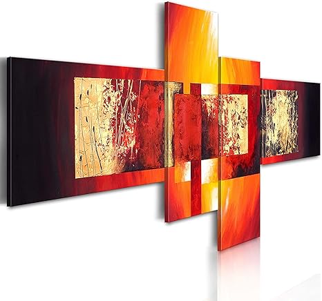 Murando Handgemalte Bilder 180x73 Cm Gemalde 4 Tlg Acrylgemalde Wandbild Leinwand Bild Moderne Kunst Kunstbilder Malerei Unikat Kunstwerk Dekoration Rot Orange 93031 Amazon De Kuche Haushalt