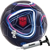 Franklin Sports Official USSF Regulation Soccer Ball + Pump - Size 5 - Navy | World Cup Team Colors, 32-Panel Water-Resistant Cover, Match + Training Ready, Youth + Adult Competitive Play